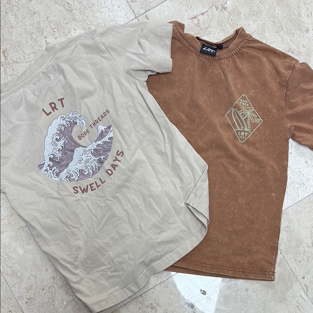 Kids Short Sleeve Tees - Brown and Cream